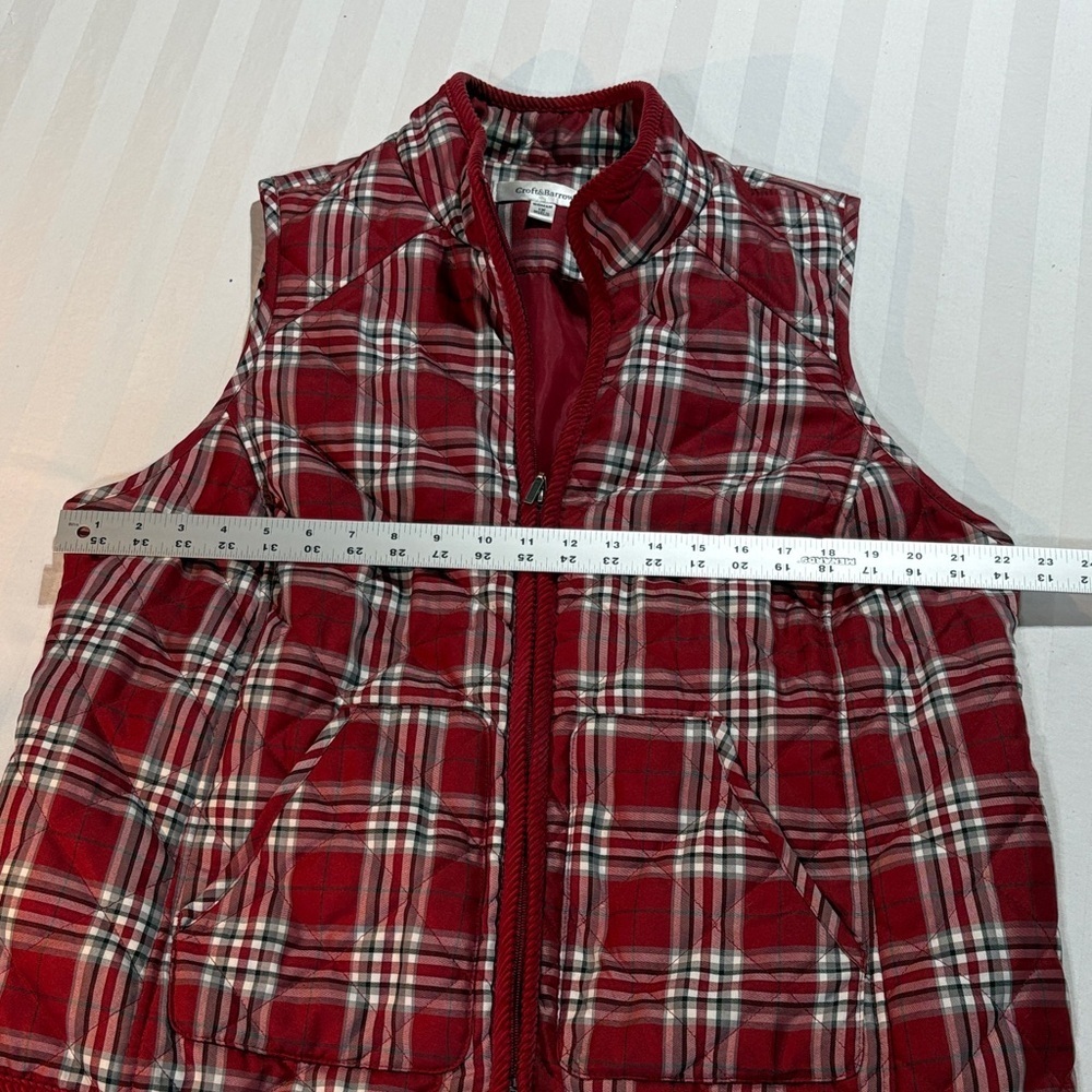 Croft & Barrow Red Plaid Puffer Jacket 1X Vest EUC pockets - Picture 11 of 13